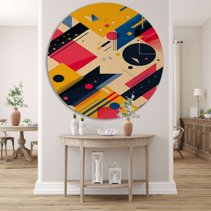 Abstract Compositie met Kleurrijk Vormen aluminium muurcirkel