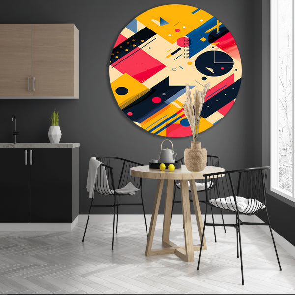 Abstract Compositie met Kleurrijk Vormen aluminium muurcirkel