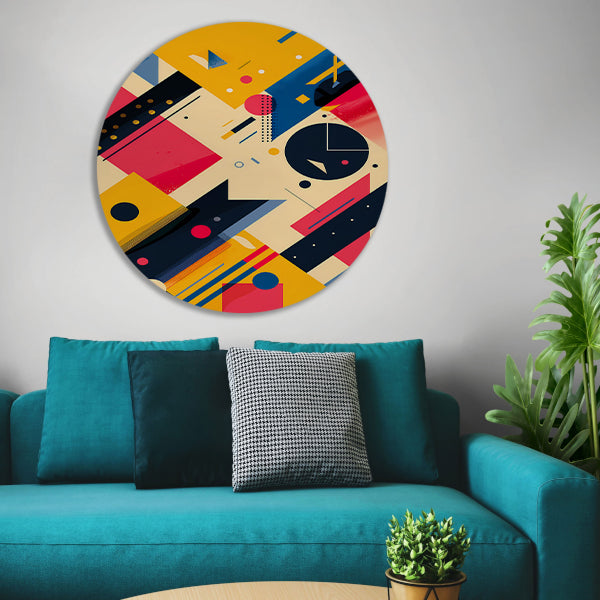 Abstract Compositie met Kleurrijk Vormen aluminium muurcirkel