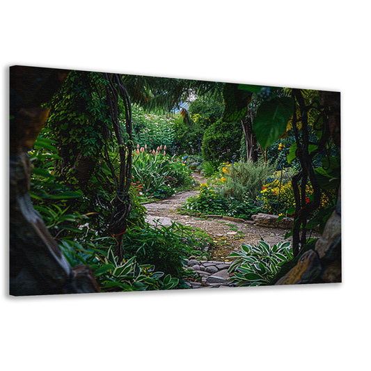 Kronkelend Pad in Bloementuin canvas