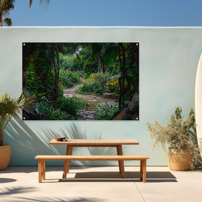 Kronkelend Pad in Bloementuin tuinposter