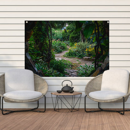 Kronkelend Pad in Bloementuin tuinposter