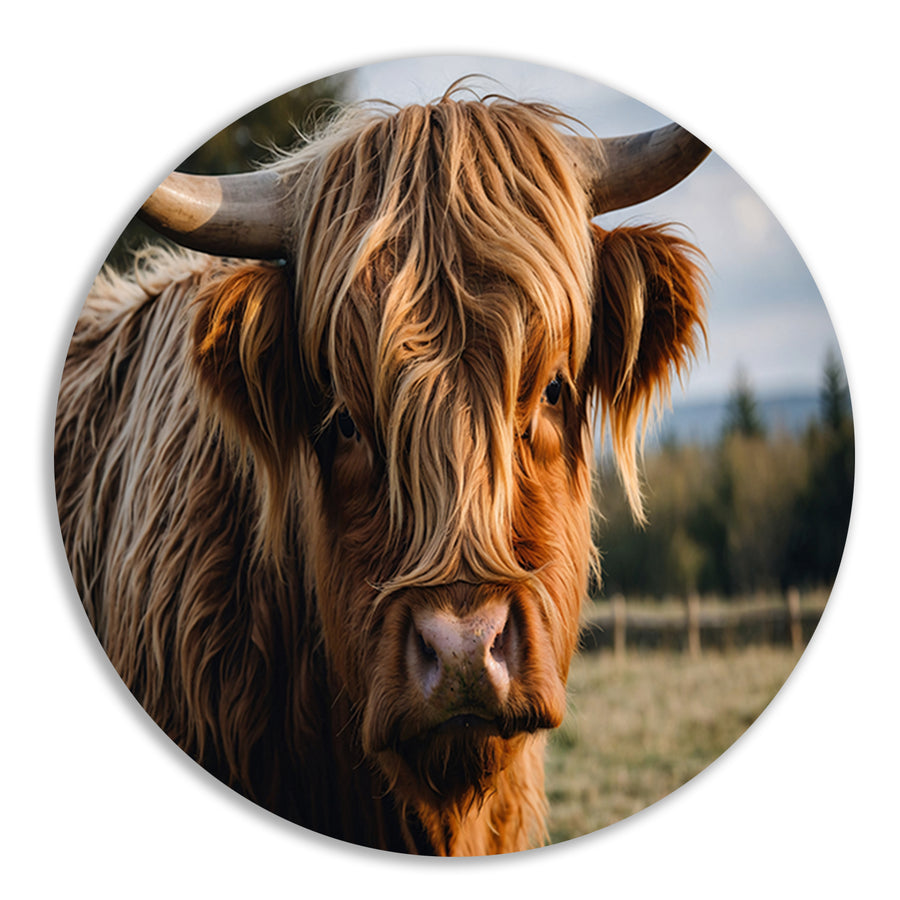Schotse hooglander in een groen veld forex muurcirkel