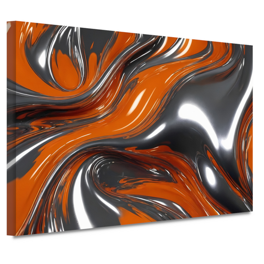 Abstracte Symbiose van Oranje en Zilver canvas