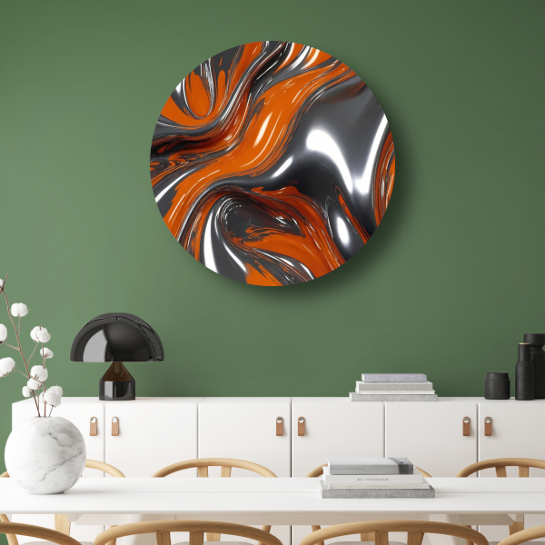 Abstracte Symbiose van Oranje en Zilver forex muurcirkel