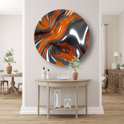 Abstracte Symbiose van Oranje en Zilver forex muurcirkel