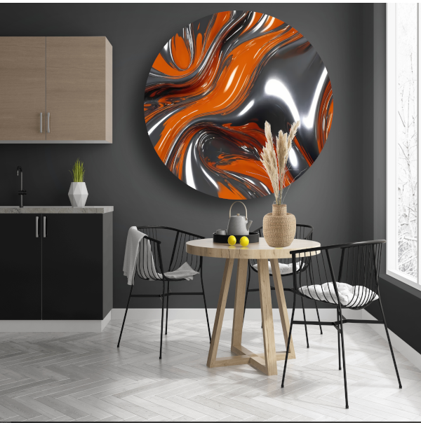 Abstracte Symbiose van Oranje en Zilver forex muurcirkel