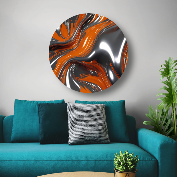 Abstracte Symbiose van Oranje en Zilver forex muurcirkel