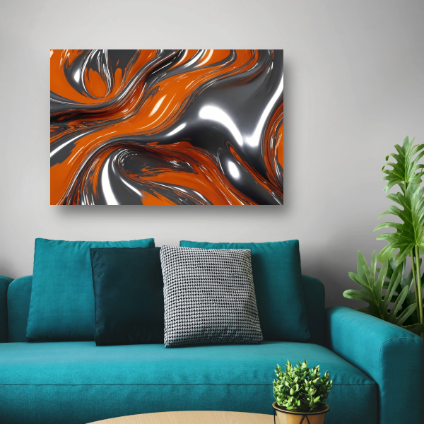 Abstracte Symbiose van Oranje en Zilver poster