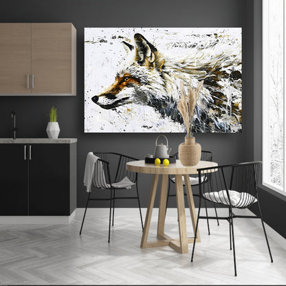 Expressieve abstracte schilderij van een vosposter