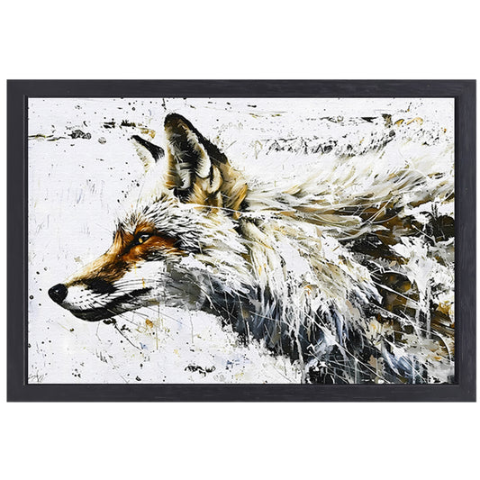 Expressieve abstracte schilderij van een vos canvas met baklijst