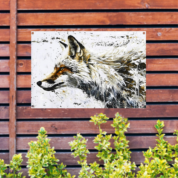 Expressieve abstracte schilderij van een vos tuinposter