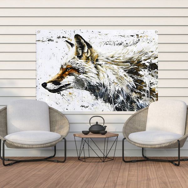 Expressieve abstracte schilderij van een vos tuinposter