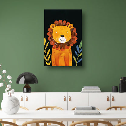 Aquarel Illustratie Vrolijke Leeuw canvas met baklijst