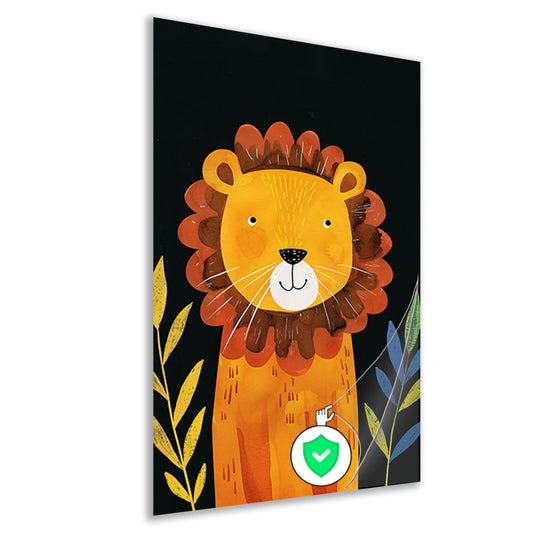 Aquarel Illustratie Vrolijke Leeuw poster