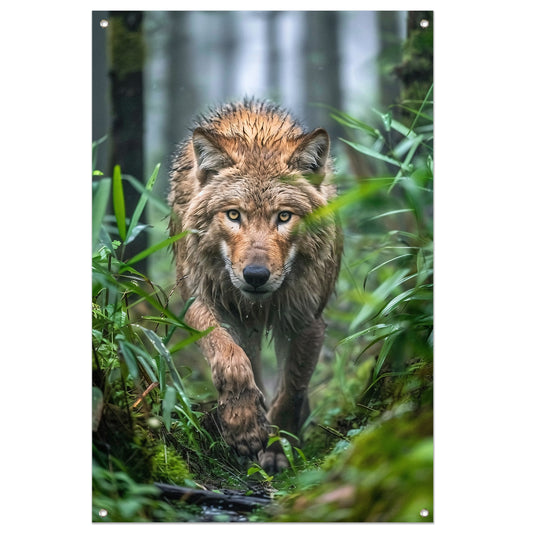 Wolf in het bos tuinposter