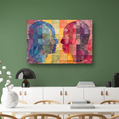 Kleurrijke abstracte hoofden in kubistische stijl acrylglas
