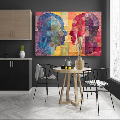Kleurrijke abstracte hoofden in kubistische stijl canvas