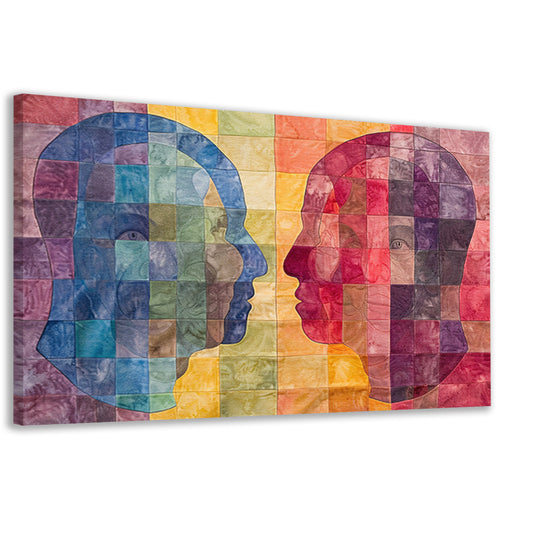Kleurrijke abstracte hoofden in kubistische stijl canvas
