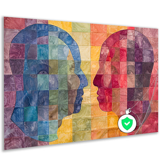 Kleurrijke abstracte hoofden in kubistische stijl poster