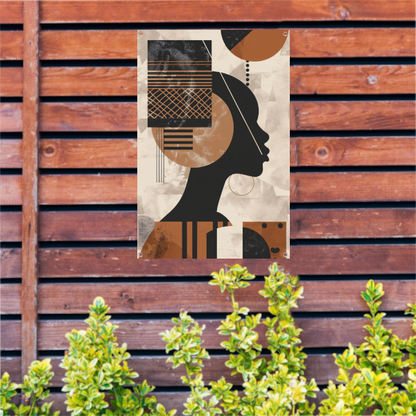 Geometrisch Silhouet in Aardetinten met Goud tuinposter