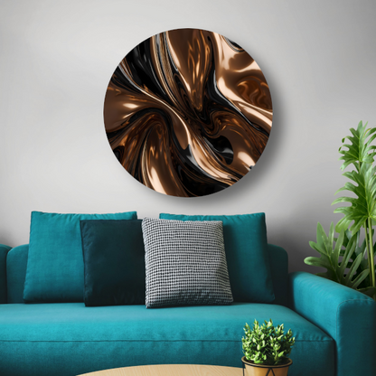 Dynamisch Brons en Zwart Abstract Ontwerp aluminium muurcirkel