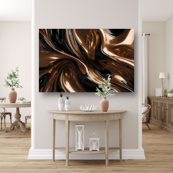 Dynamisch Brons en Zwart Abstract Ontwerp canvas met baklijst