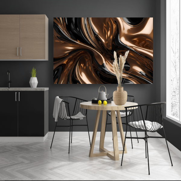 Dynamisch Brons en Zwart Abstract Ontwerp canvas met baklijst