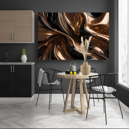Dynamisch Brons en Zwart Abstract Ontwerp canvas met baklijst