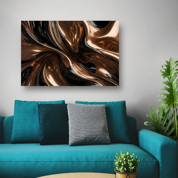 Dynamisch Brons en Zwart Abstract Ontwerp canvas met baklijst