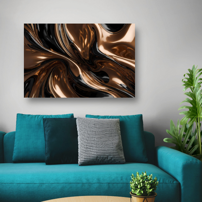 Dynamisch Brons en Zwart Abstract Ontwerp canvas met baklijst