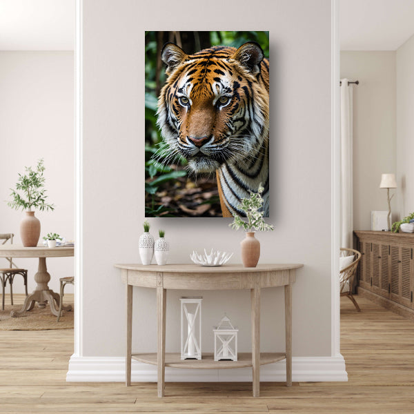 Indrukwekkende tijger in weelderige jungle canvas