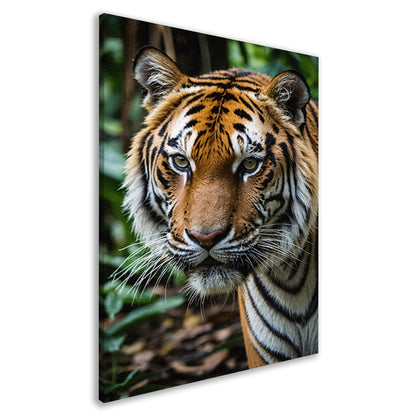 Indrukwekkende tijger in weelderige jungle canvas