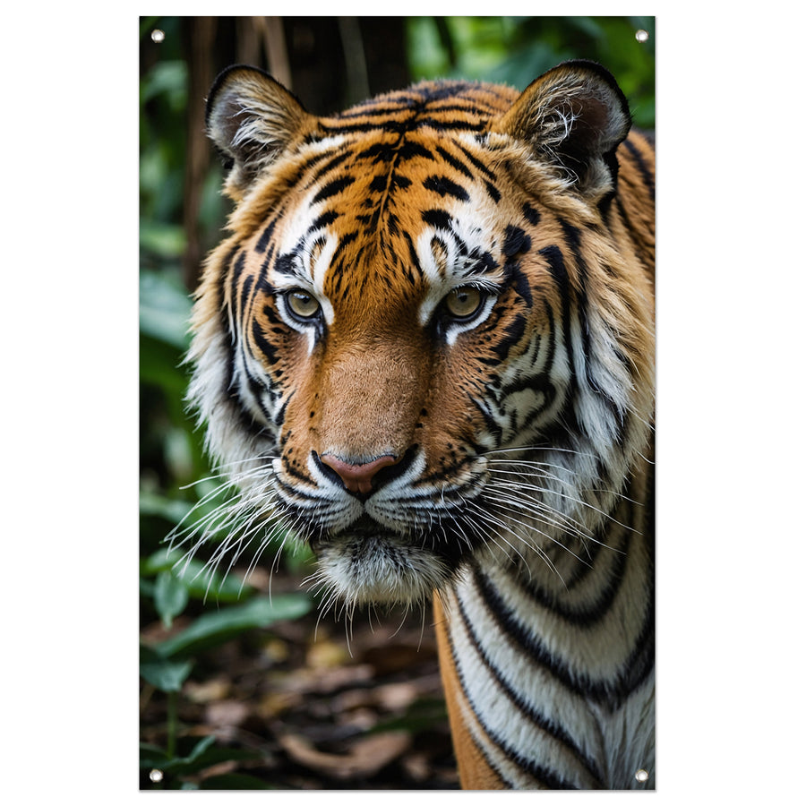 Indrukwekkende tijger in weelderige jungle tuinposter