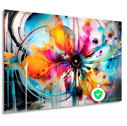 Abstracte bloemencompositie in primaire kleuren poster