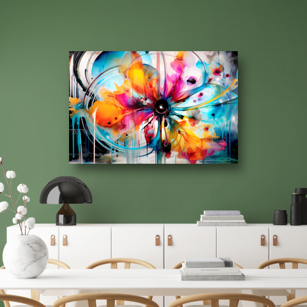 Abstracte bloemencompositie in primaire kleuren poster