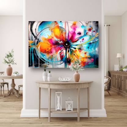 Abstracte bloemencompositie in primaire kleuren poster