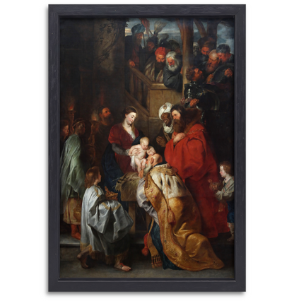 De Aanbidding der Koningen - Peter Paul Rubens canvas met baklijst