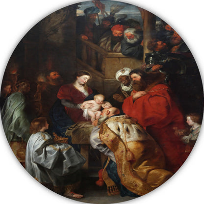 De Aanbidding der Koningen - Peter Paul Rubens aluminium muurcirkel