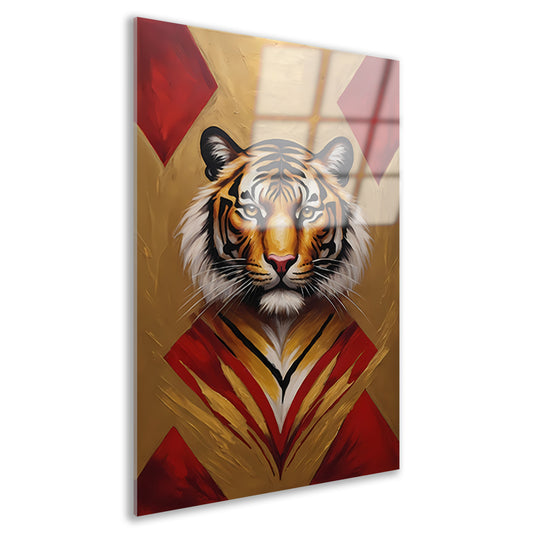 Majestueuze Tijger Omringd door Gouden Gloed acrylglas