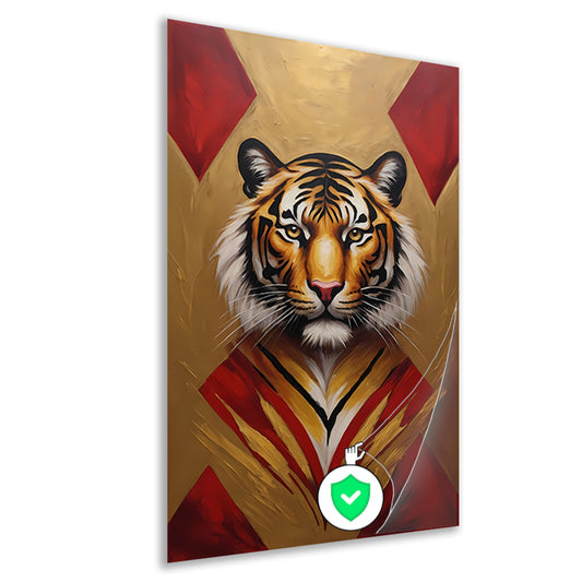 Majestueuze Tijger Omringd door Gouden Gloed poster