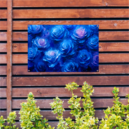 Abstracte kunst met blauwe rozen tuinposter