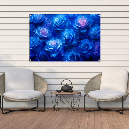 Abstracte kunst met blauwe rozen tuinposter