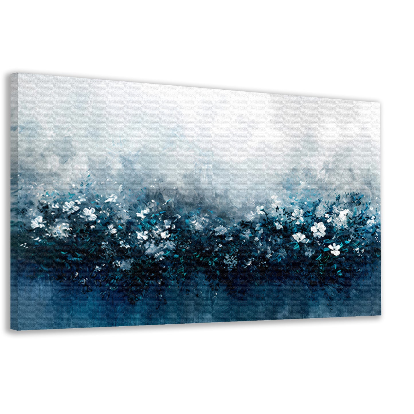 Abstract bloemenveld in blauwe tinten canvas