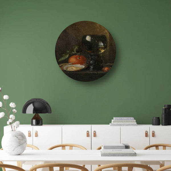 Oesters en wijn - Jan Davidsz. de Heem aluminium muurcirkel