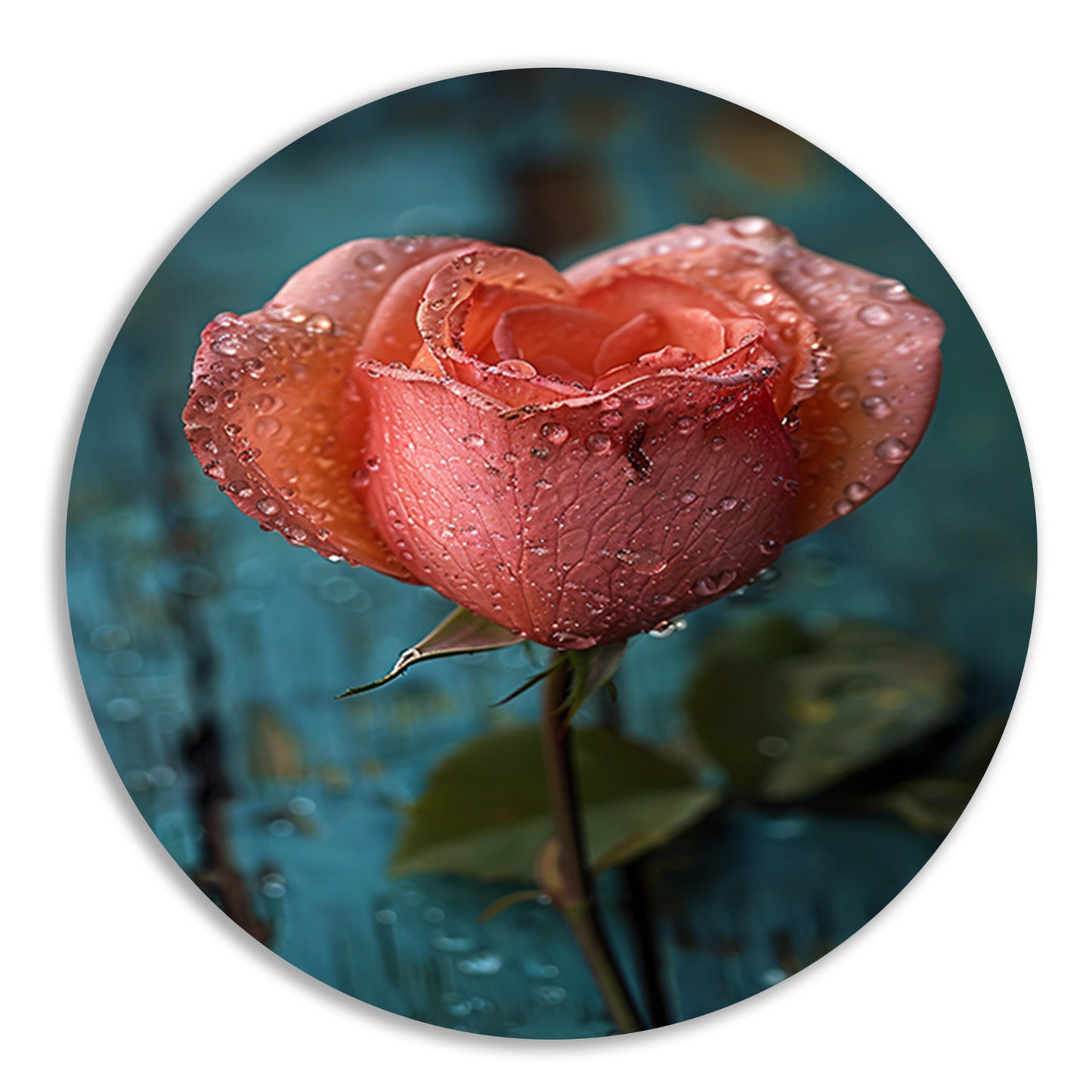 Roze Roos met Dauwdruppels forex muurcirkel
