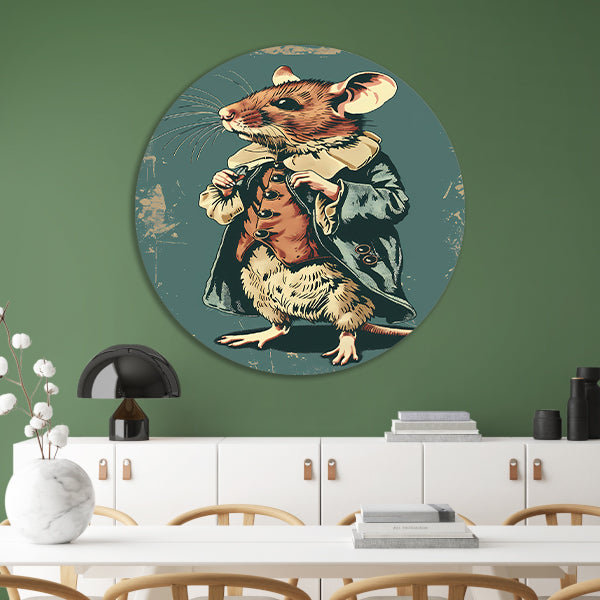 Vintage illustratie van een muis in een pak forex muurcirkel