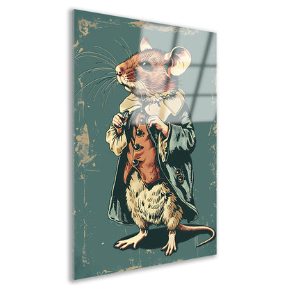 Vintage illustratie van een muis in een pak acrylglas