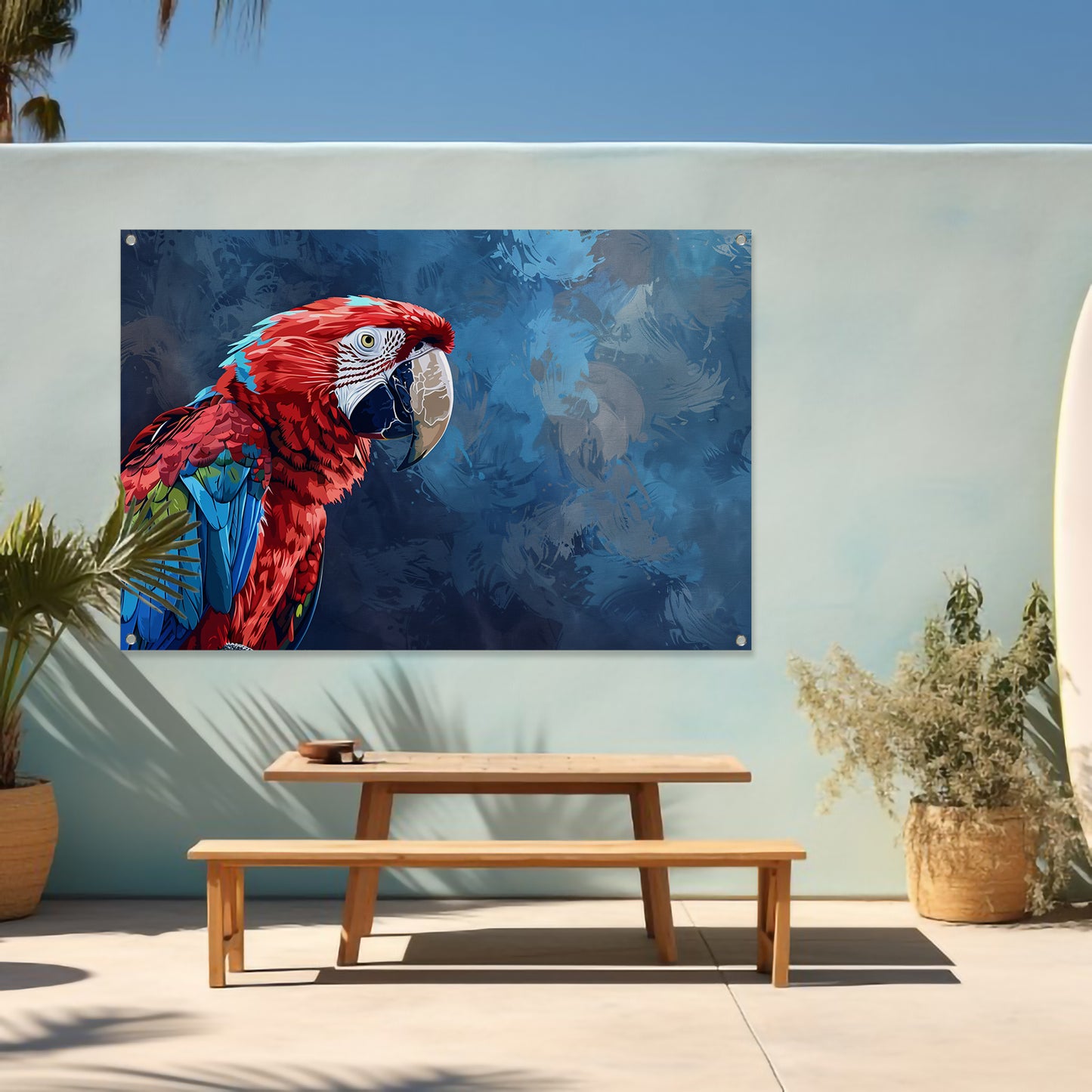 Levendige digitale kunst van kleurrijke papegaai tuinposter