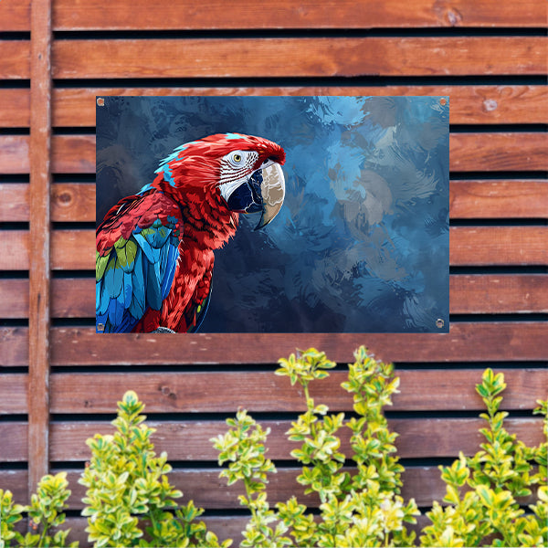 Levendige digitale kunst van kleurrijke papegaai tuinposter